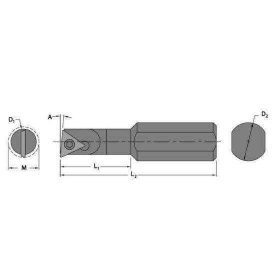 Picture of Everede Tool 00369LCH Triangle Boring Bar Dia0.6250 Positive 0.2500 6.35mm - 1/4 - ECutter Dia